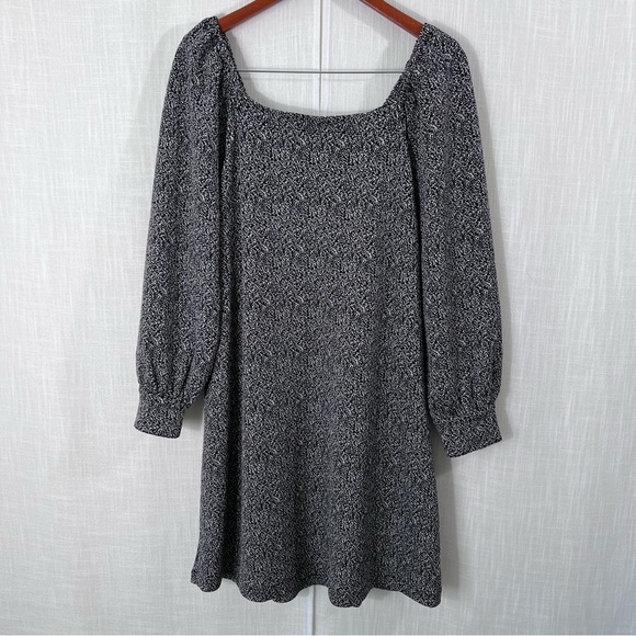 Loft Cozy Square Neck Balloon Sleeve Shift Dress Size L - Picture 4 of 14